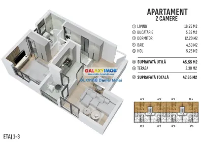 Apartament 2 cam-Incalzire pardoseala-Bucatarie mobilata-str. Alunului - foto 6