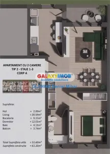 Apartament 2camere decomandat-Incalzire pardoseala - foto 7