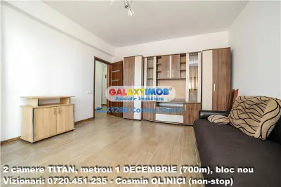 INCHIRIERE 2 camere TITAN, parcare,metrou 1 DECEMBRIE (700m), bloc nou - Bucuresti