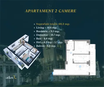 Apartament 2 camere | 68.2 mp | Decomandat | Nicolina-CUG - foto 2