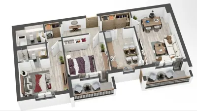 Apartament 3 Camere | Zona Tractorul | 2 Balcoane | NOU - foto 11