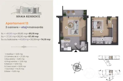 Apartament de Lux cu 2 camere de vanzare in Sinaia, Ap 13 - foto 2