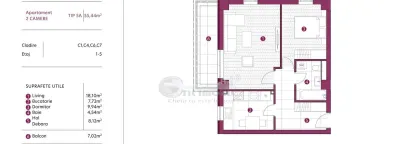 Apartament 2 camere, 55.44 mp, Comision 0% - foto 2