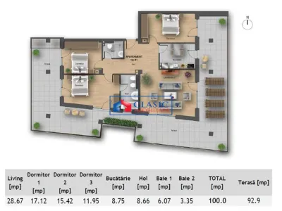 Vanzare apartament 4 camere tip penthouse, cu terasa de 94 mp in Buna Ziua zona Lidl - foto 16