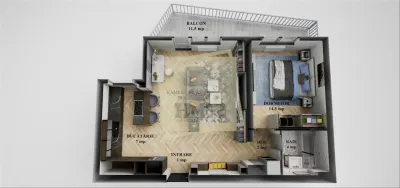 Apartament mobilat 60 mp utili la etajul 1 cu 2 camere terasa 12 mp - foto 10