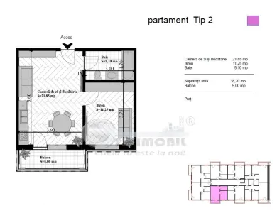 Apartament 2 camere 57mp - Bucium - Iasi