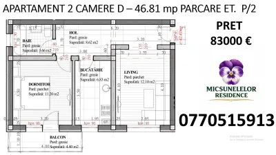 Capat CUG INTABULAT 2 camere  D 47 mp  parcare intabulata Lunca Cetatuii - foto 2