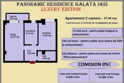 Apartament decomandat de vanzare in Iasi, Galata, 57,44 mp, bloc nou - foto 2