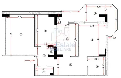 Apartament cu 3 camere, 78 mp, decomandat, 2 bai - zona Pacurari - foto 8