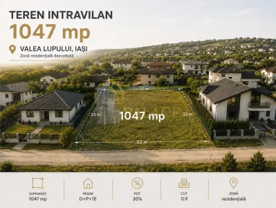Teren intravilan 1047 mp Valea Lupului zona rezidentiala - Iasi
