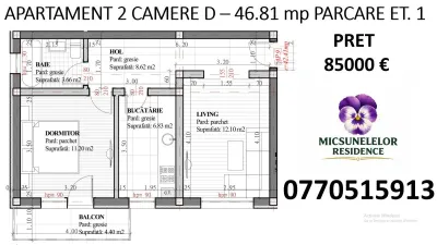 Capat CUG INTABULAT 2 camere  D et 1 47 mp  Lunca Cetatuii - foto 2