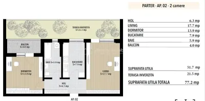 2 camere decomandat - 77.20 mp -  Platinum Residence - Metalurgiei - 0% Comision - foto 11