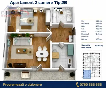 Apartament 2 camere zona C5 in BLOC NOU - foto 4