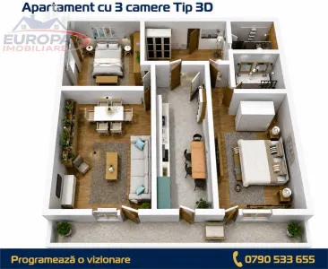 Apartament 3 camere zona C5 in BLOC NOU - foto 8