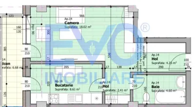 Apartament cu 1 camera, 44,57 mp, decomandat, bloc nou, zona Galata - foto 2