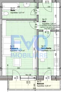 Apartament cu 1 camera, 44.64 mp, decomandat, bloc nou, zona Galata - foto 4