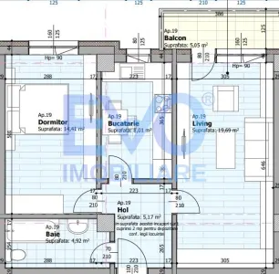 Apartament 2 camere, 57,24 mp, decomandat, de vanzare in Galata Iasi - foto 2