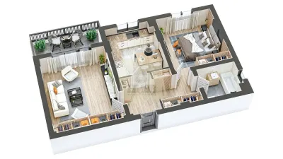 Apartament 62 mpu cu 3 camere balcon 9 mp zona Ciresica - foto 5