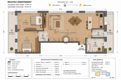 Apartament 3 camere, 77mp, parcare, Buna Ziua - foto 8