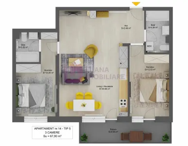 Apartament 3 camere | NOU | Doamna Stanca | lift | SEMIFINISATE (4) - foto 3