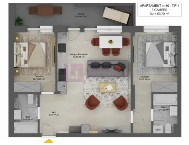 Apartament 3 camere | NOU | Doamna Stanca | lift | Semifinisat (4) - foto 3