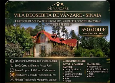 Oportunitate de investitie | Vila superba de vanzare| Ultra-Central Sinaia| - Sinaia