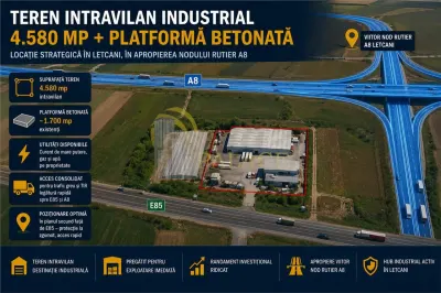 Teren Industrial 4580 mp Letcani, Platforma Betonata - Iasi