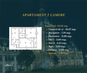 Apartament 2 camere | 50,22  mp | Nicolina | Mutare imediată - foto 12