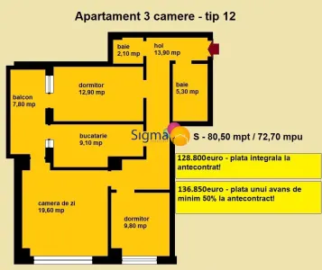 Nicolina, Luxury Edition, apartamente noi3 camere  TIP 12/21 - foto 4