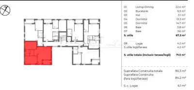 Apartament 3 Camere – Sector 1, Zona Mall Colosseum (Bloc Nou, Etaj 3)/TAXARE INVERSA - foto 2