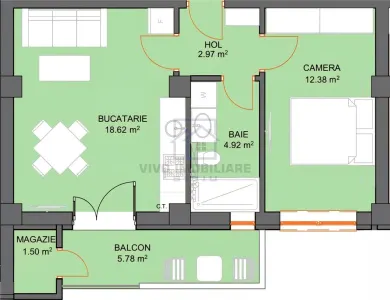 Apartament de vanzare in Sibiu - 2 camere, cu balcon si loc de parcare privat, Dna Stanca - foto 2