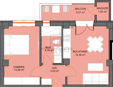 Apartament de vanzare in Sibiu - 2 camere, cu balcon si loc de parcare privat, Dna Stanca - foto 2