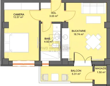 Apartament de vanzare in Sibiu - 2 camere, cu balcon si loc de parcare privat, Dna Stanca - foto 2