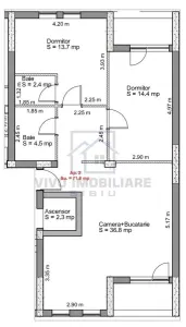 Apartament de vanzare in Sibiu - 3 camere, 2 balcoane, etaj 1, zona Henri Coanda - foto 2