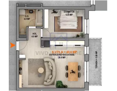 Apartament de vanzare in Sibiu - 2 camere, cu balcon, bloc nou, Calea Surii Mici - foto 2