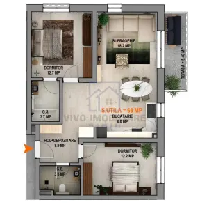 Apartament de vanzare in Sibiu - 3 camere, cu balcon, bloc nou cu lift, Calea Surii Mici - foto 2