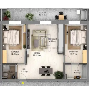 Apartament de vanzare in Sibiu - 3 camere, terasa 15.15 mp, parcare interioara, zona Dna Stanca - foto 2