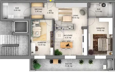 Apartament de vanzare in Sibiu - 3 camere, terasa 15 mp, parcare interioara, zona Dna Stanca - foto 2