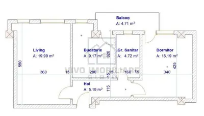 Apartament de vanzare in Sibiu - 2 camere, decomandat, cu balcon, Turnisor - foto 2