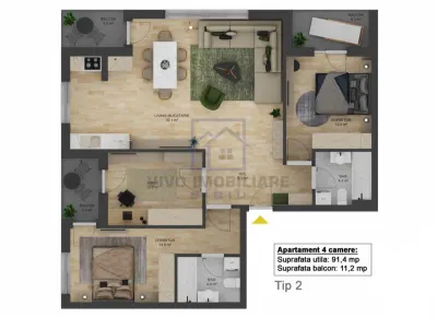 Apartament de vanzare in Sibiu - 4 camere, finisat la cheie, cu balcon, Dna Stanca - foto 2