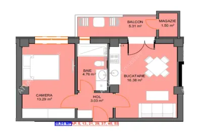 Apartament de vanzare cu 2 camere balcon camara si loc de parcare situat in zona Doamna Stanca din Selimbar - foto 4
