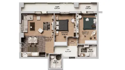 De vanzare apartament cu 3 camere decomandate cu 2 balcoane si loc de parcare in zona Calea Surii Mici - foto 7