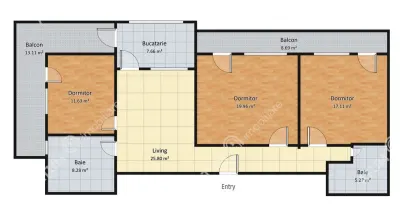 Apartament de vanzare 4 camere 102 mp utili 2 balcoane etaj 3 loc de parcare Doamna Stanca - foto 12