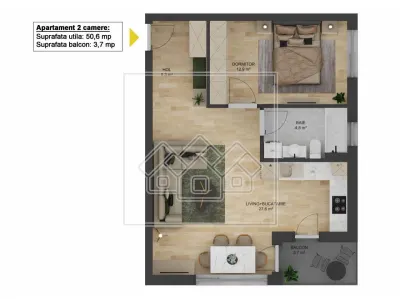 Apartament 2 camere, balcon - Doamna Stanca - nou,finisat la cheie - foto 3