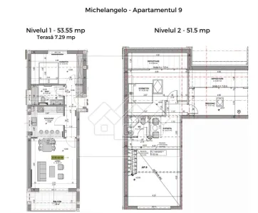 Penthouse cu 4 camere si balcon - 2 bai, intabulat - foto 11