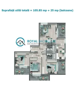 Royal Imobiliare-Vanzare Apartament 4 Camere Zona Albert - Ploiesti