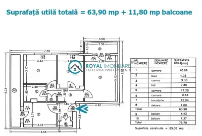 Royal Imobiliare - Vanzare apartament 3 camere zona B-dul Bucuresti - foto 9