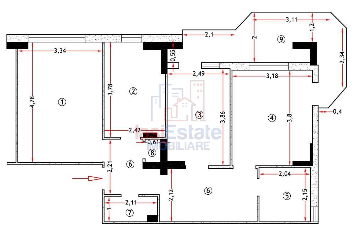 Pacurari - Apartament cu 3 camere 78 mp decomandat 2 bai - Iasi
