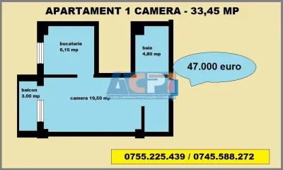 Apartament 1 camera, 33,45 mp, bloc nou de vanzare in Iasi capat Cug Valea Adanca - foto 2