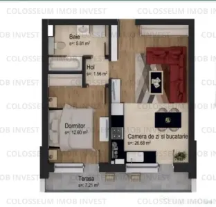 Apartament 2 camere, semidecomandat - zona Tractorul - foto 9